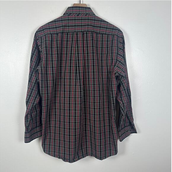 Club Room Mens Performance Regular Fit Long Sleeve Red/Black Plaid Shirt 15.5 - Picture 2 of 8